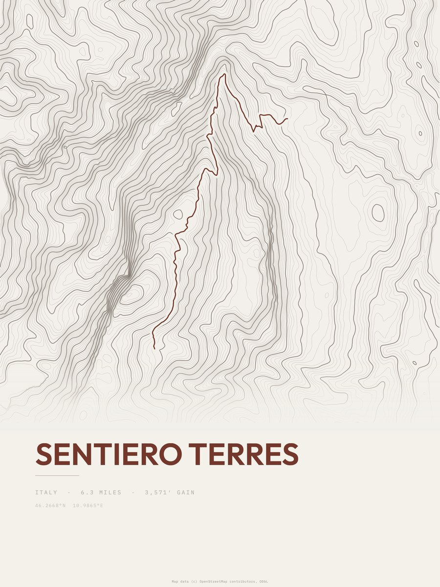 Sentiero Terres Topographic print
