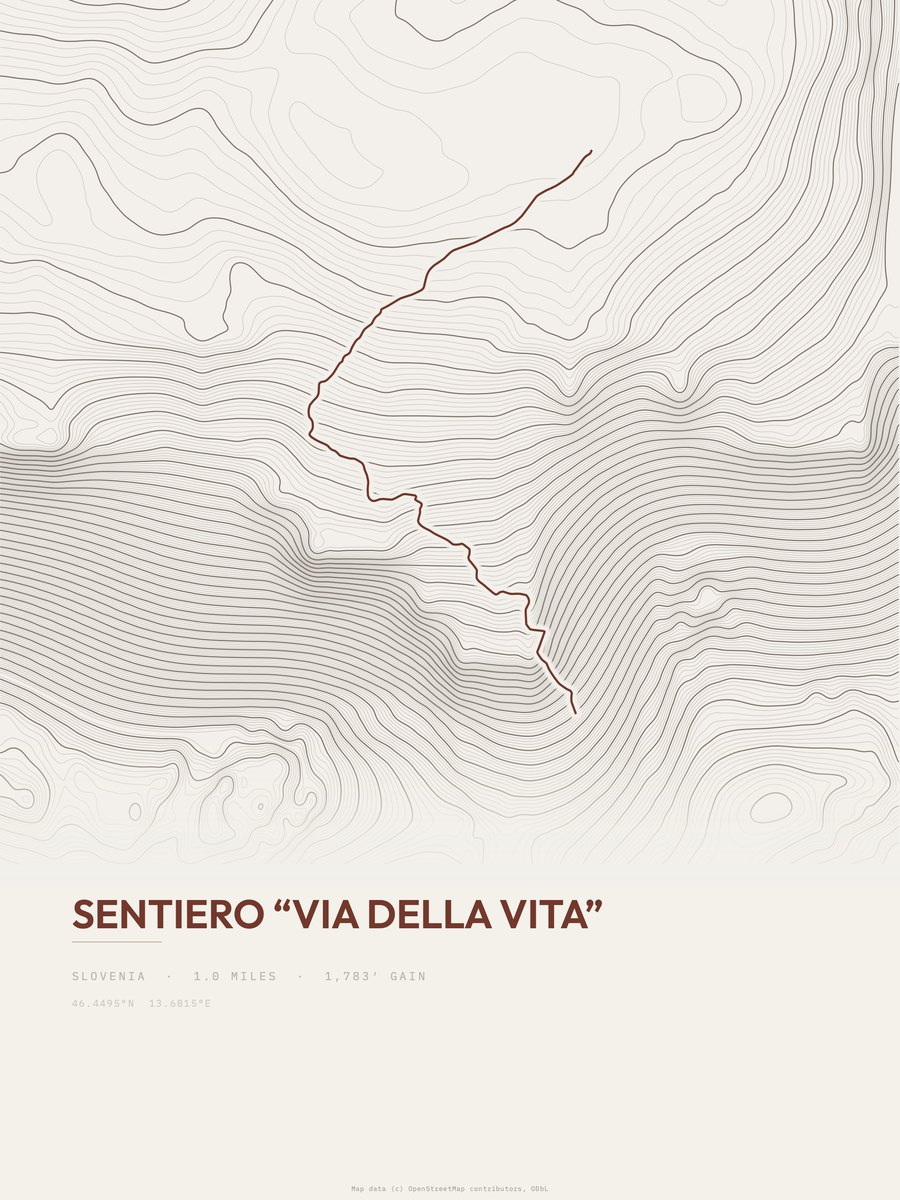 Sentiero “Via della Vita” Topographic print