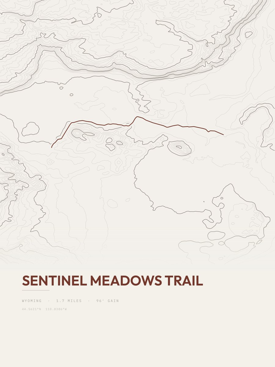 Sentinel Meadows Trail topographic trail print
