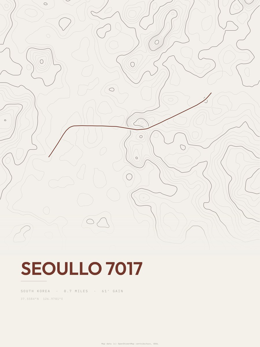 Seoullo 7017 topographic trail print