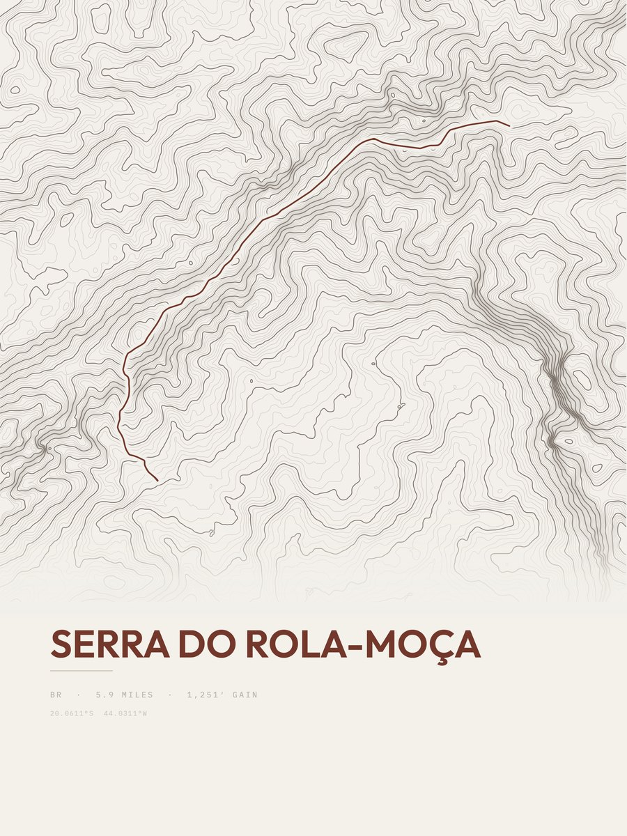 Serra do Rola-moça topographic trail print