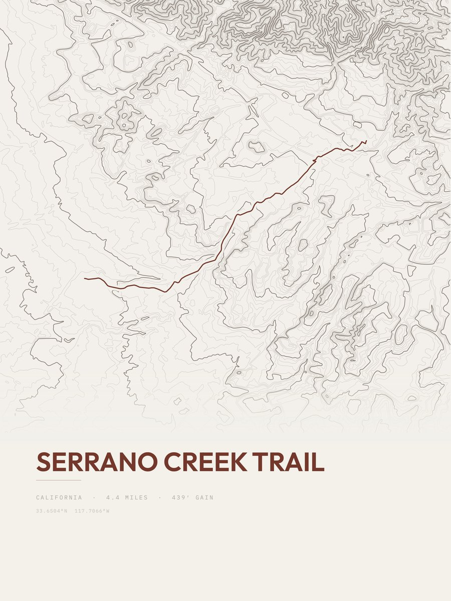 Serrano Creek Trail Topographic print