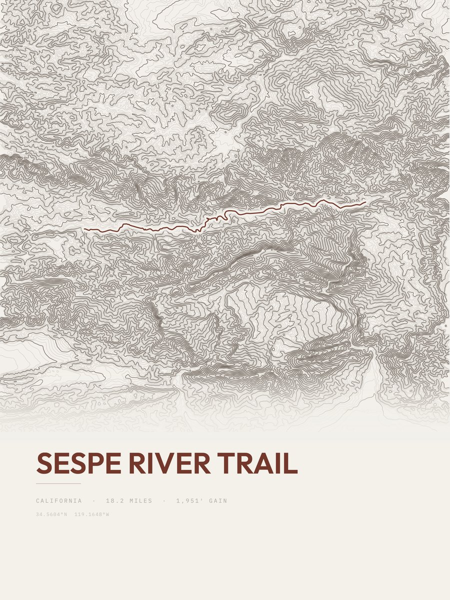 Sespe River Trail Topographic print