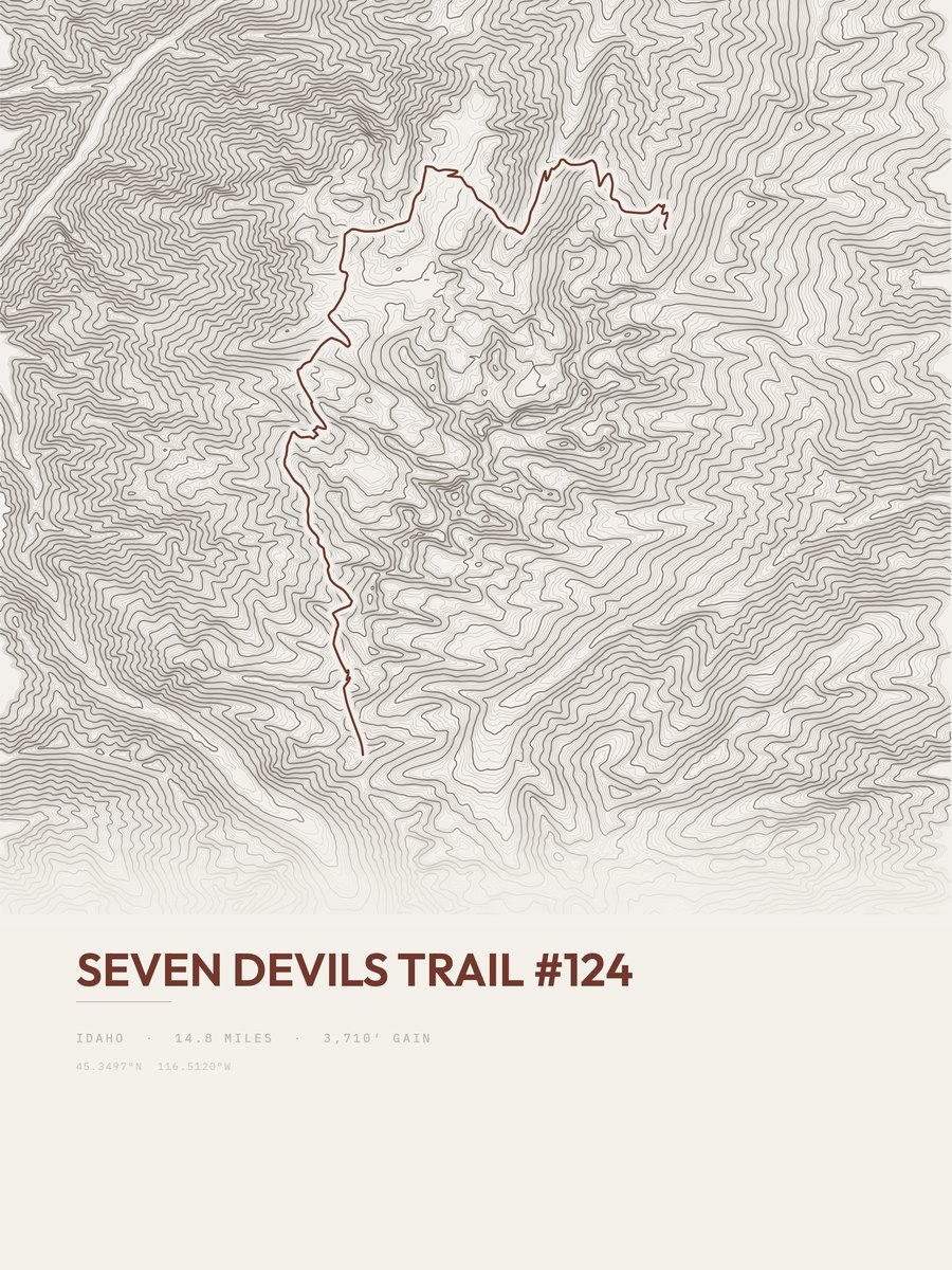 Seven Devils Trail topographic trail print