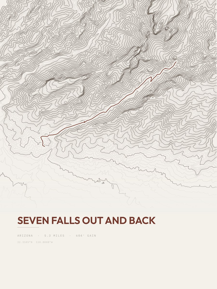 Seven Falls topographic trail print