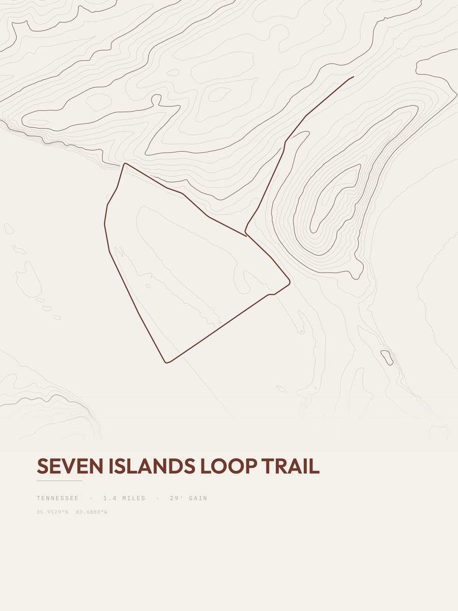 Seven Islands Loop Trail topographic trail print