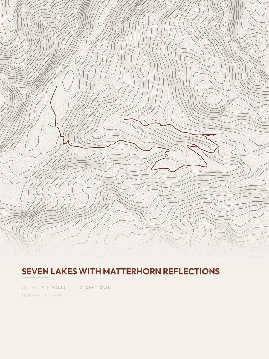 Seven Lakes Topographic print