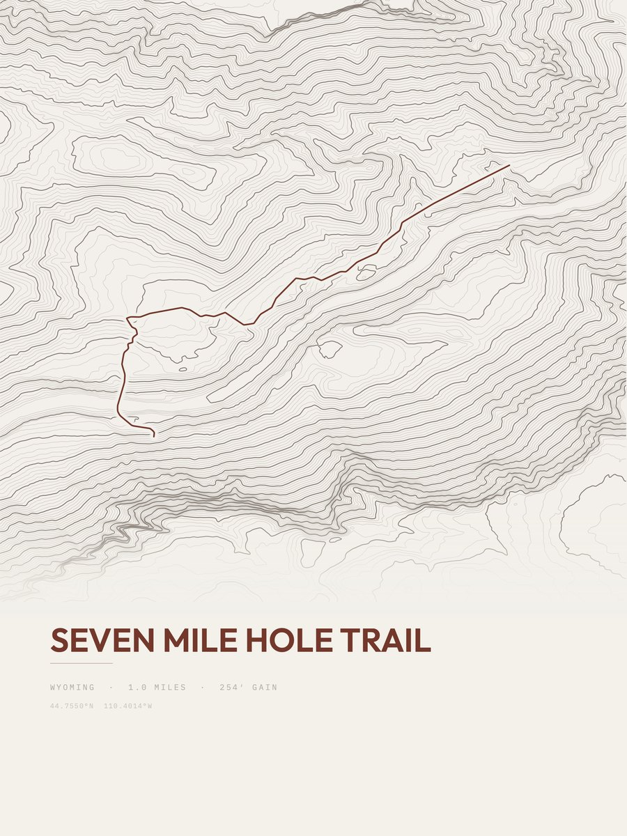 Seven Mile Hole Trail topographic trail print