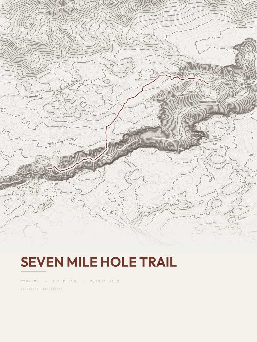 Seven Mile Hole Trail topographic trail print