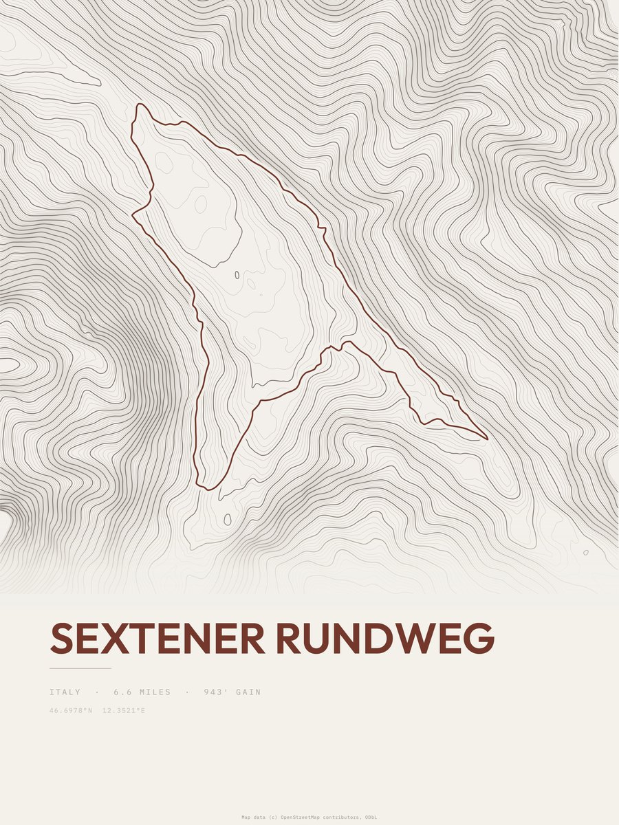 Sextener Rundweg Topographic print