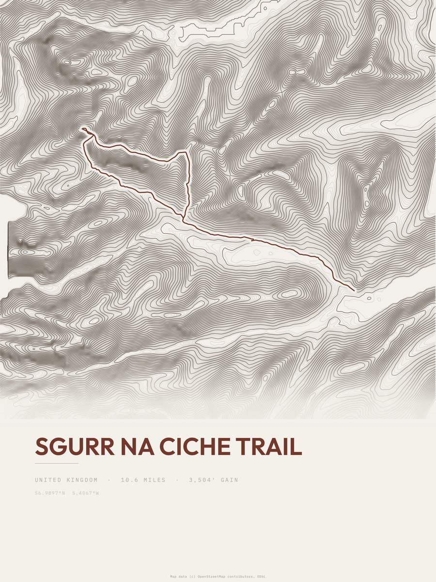 Sgurr na Ciche Trail topographic trail print