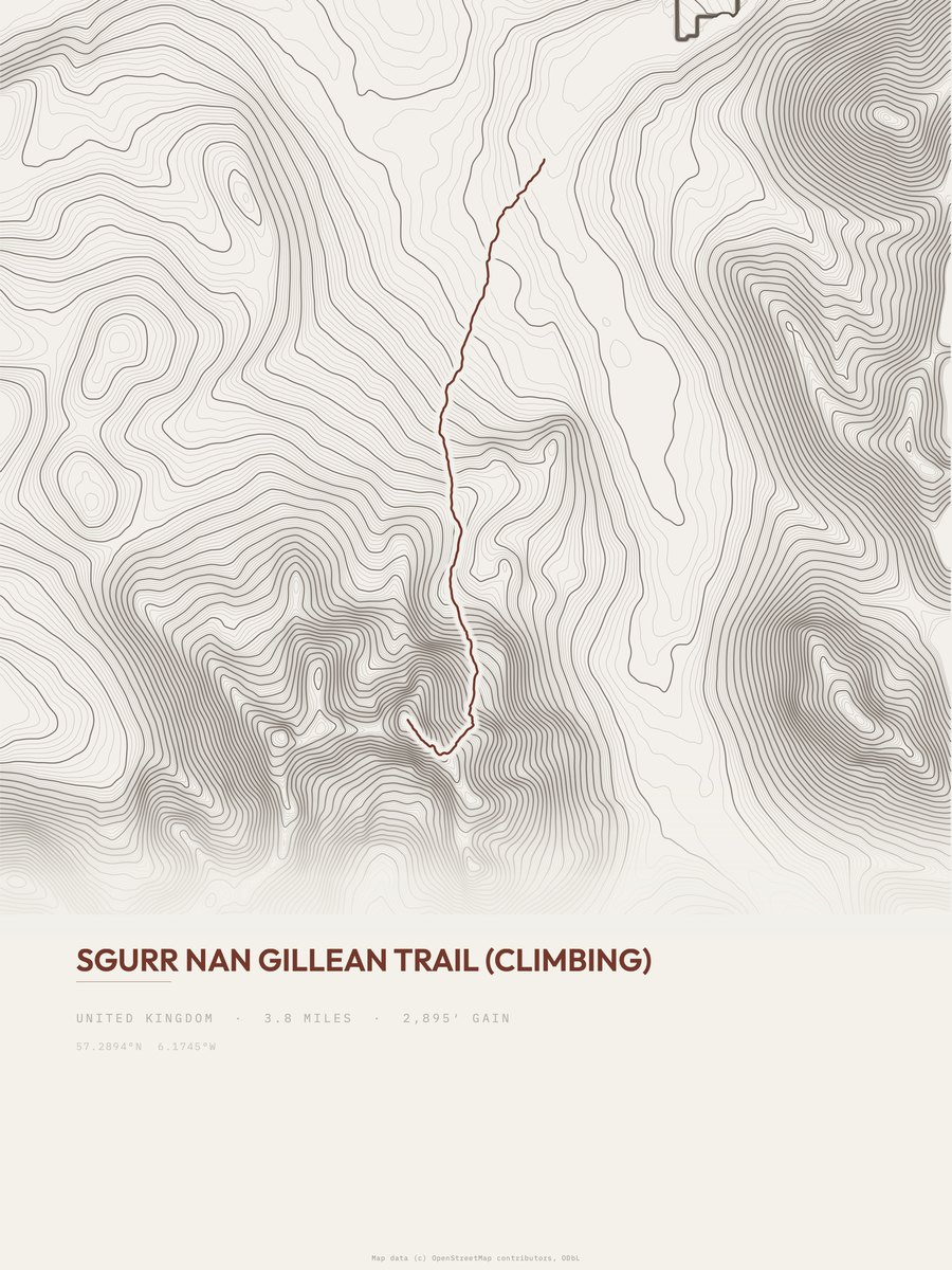 Sgurr nan Gillean Trail Topographic print
