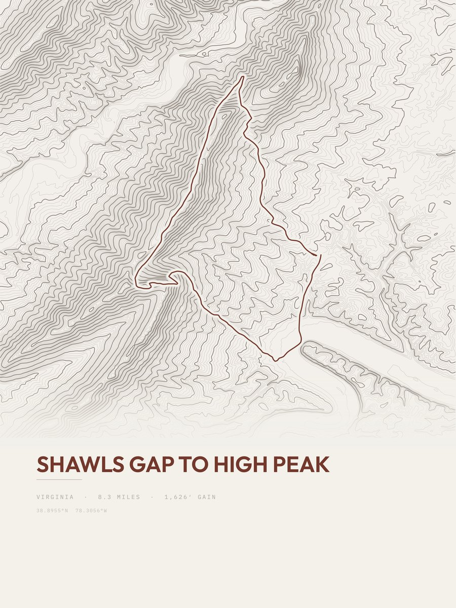 Shawls Gap to High Peak Topographic print