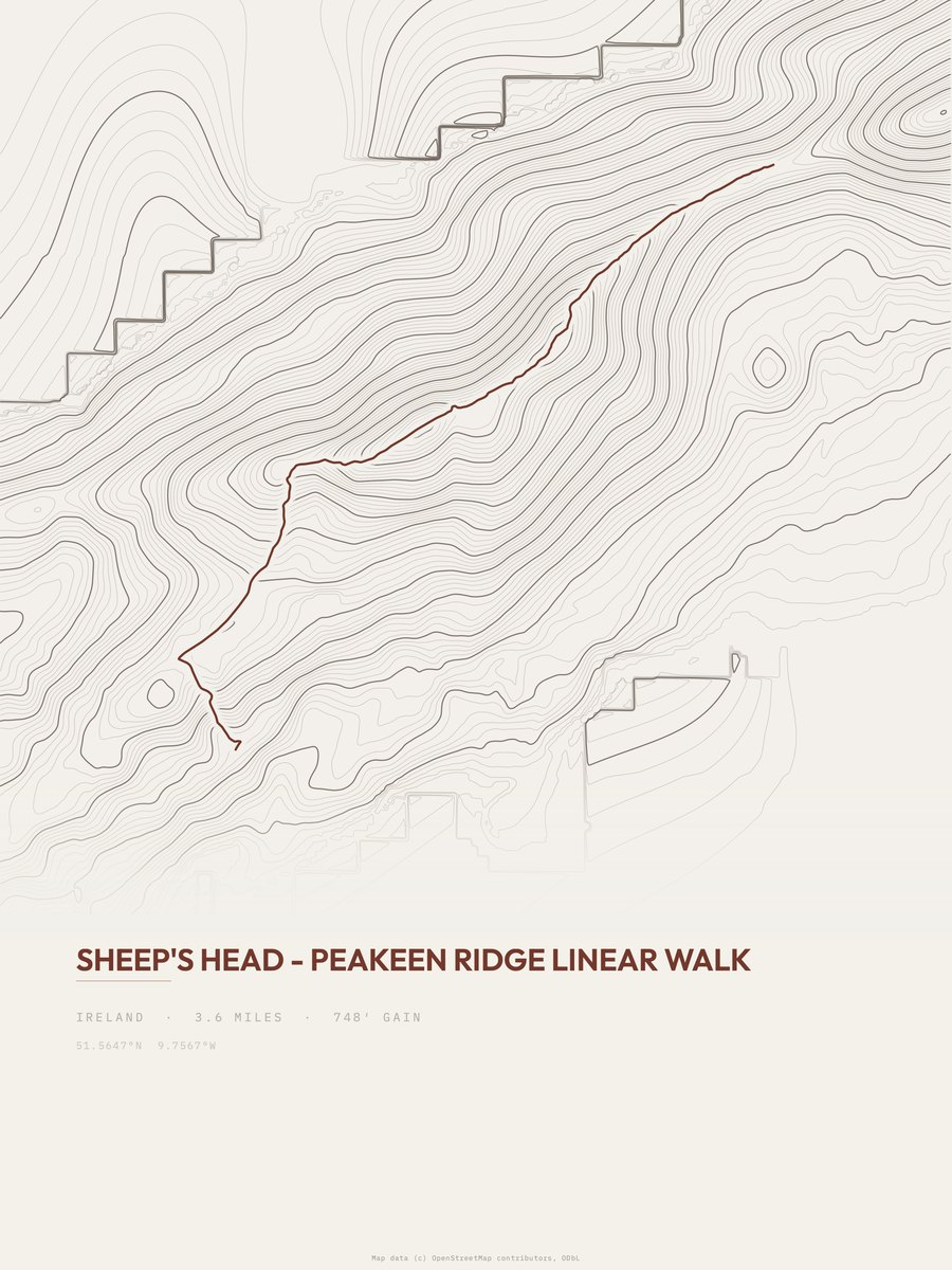 Sheep's Head topographic trail print