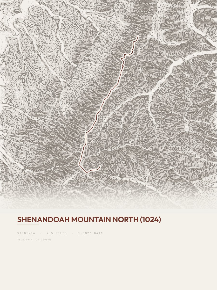 Shenandoah Mountain North Topographic print