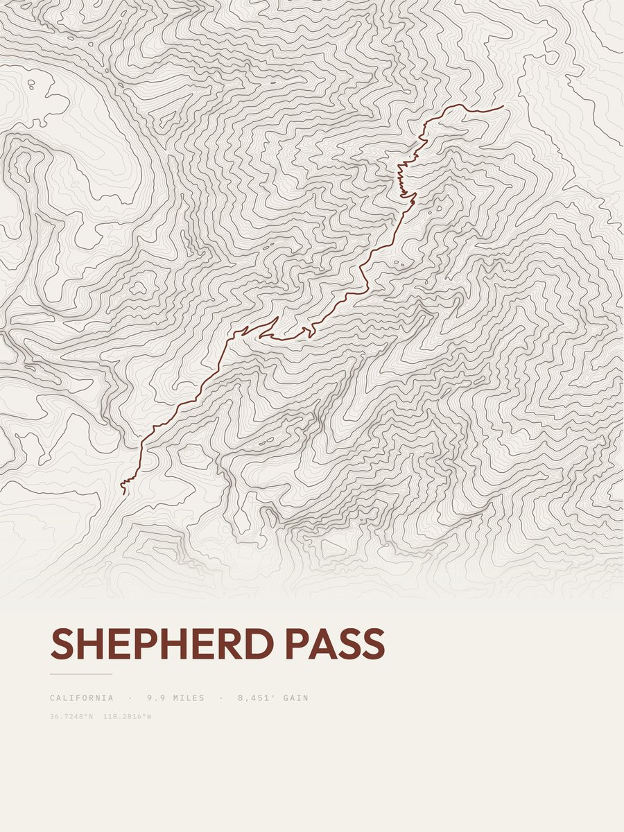 Shepherd Pass Topographic print