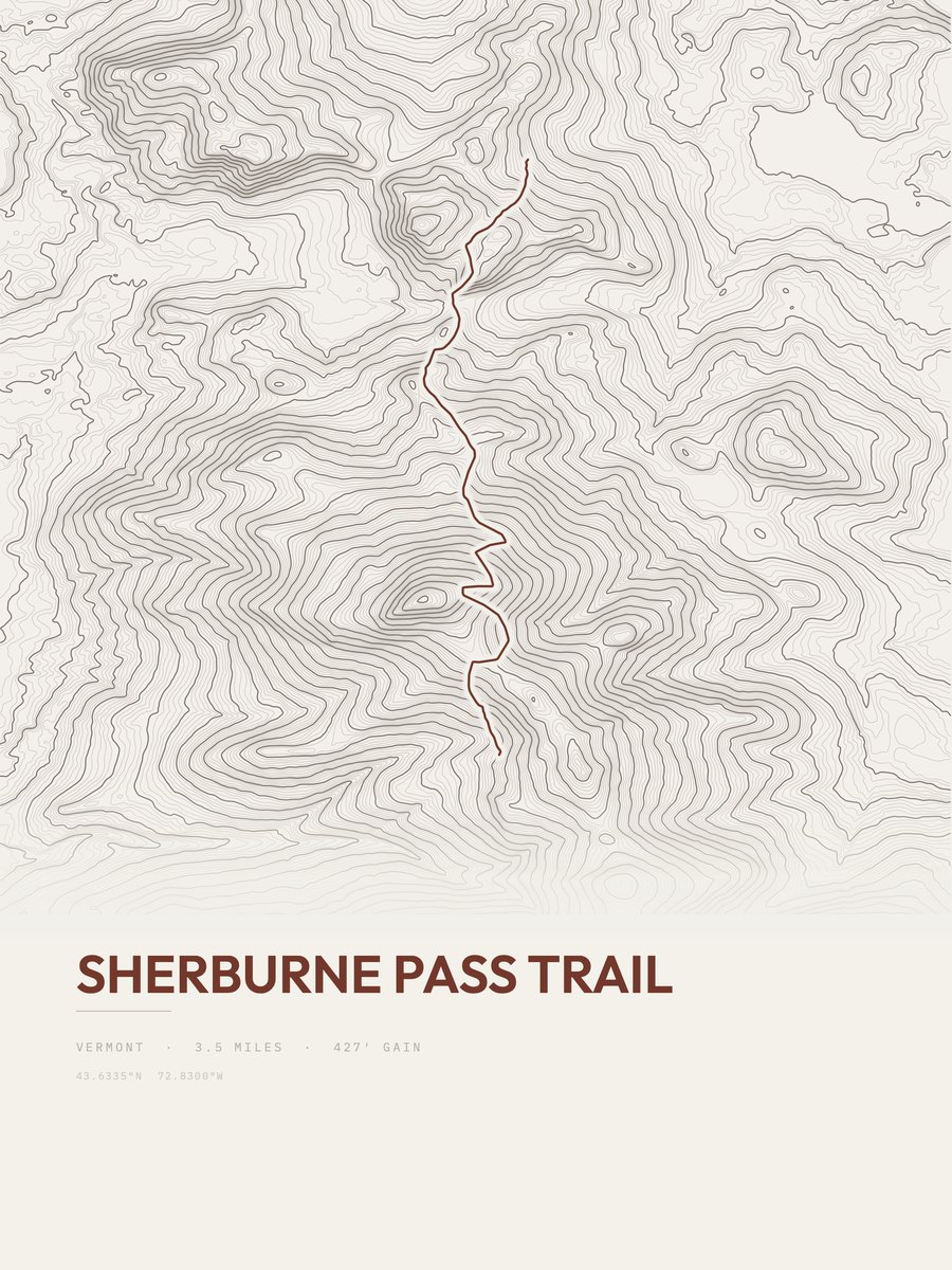 Sherburne Pass Trail topographic trail print