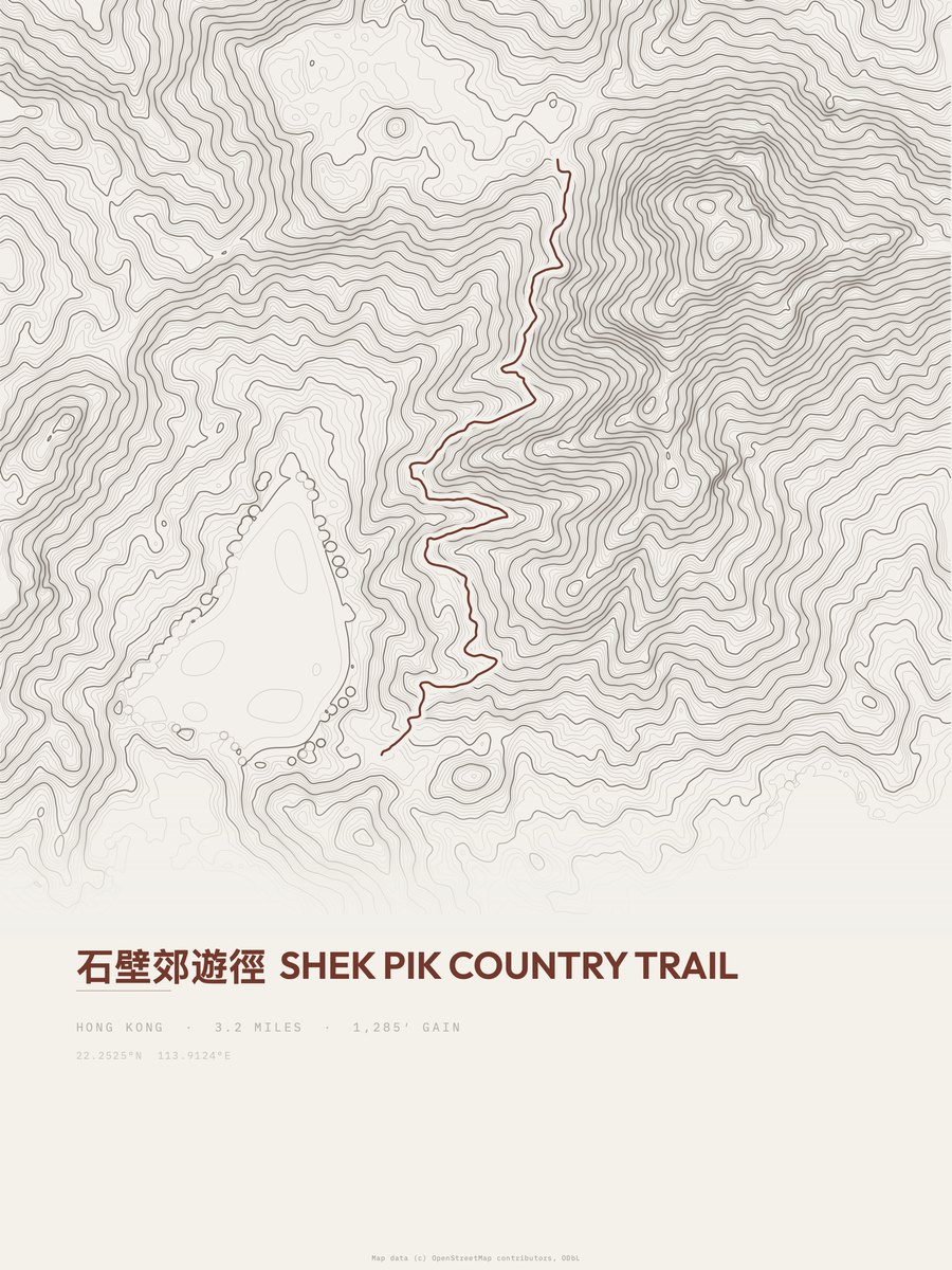 Shek Pik Country Trail topographic trail print