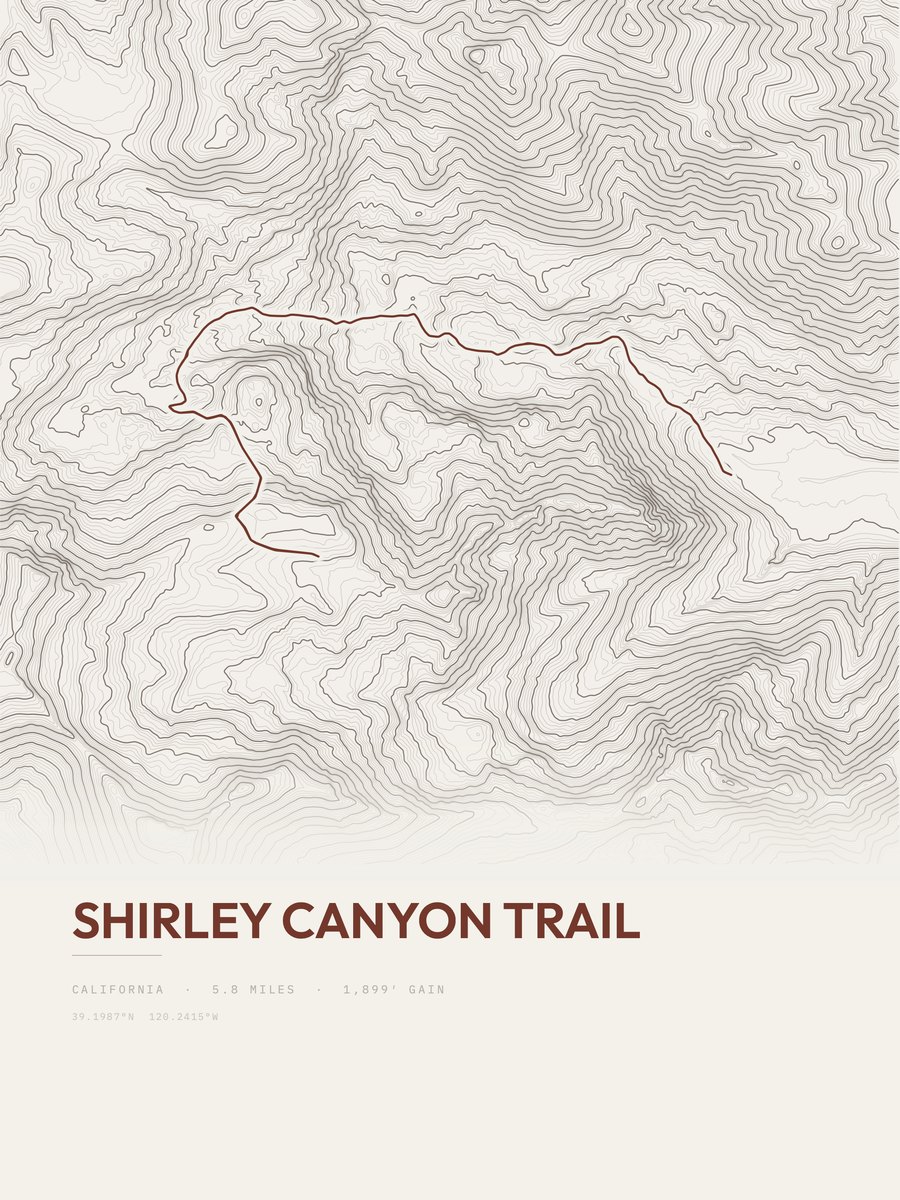 Shirley Canyon Trail topographic trail print