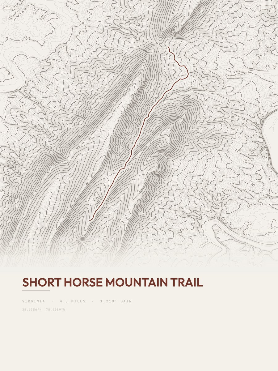 Short Horse Mountain Trail topographic trail print