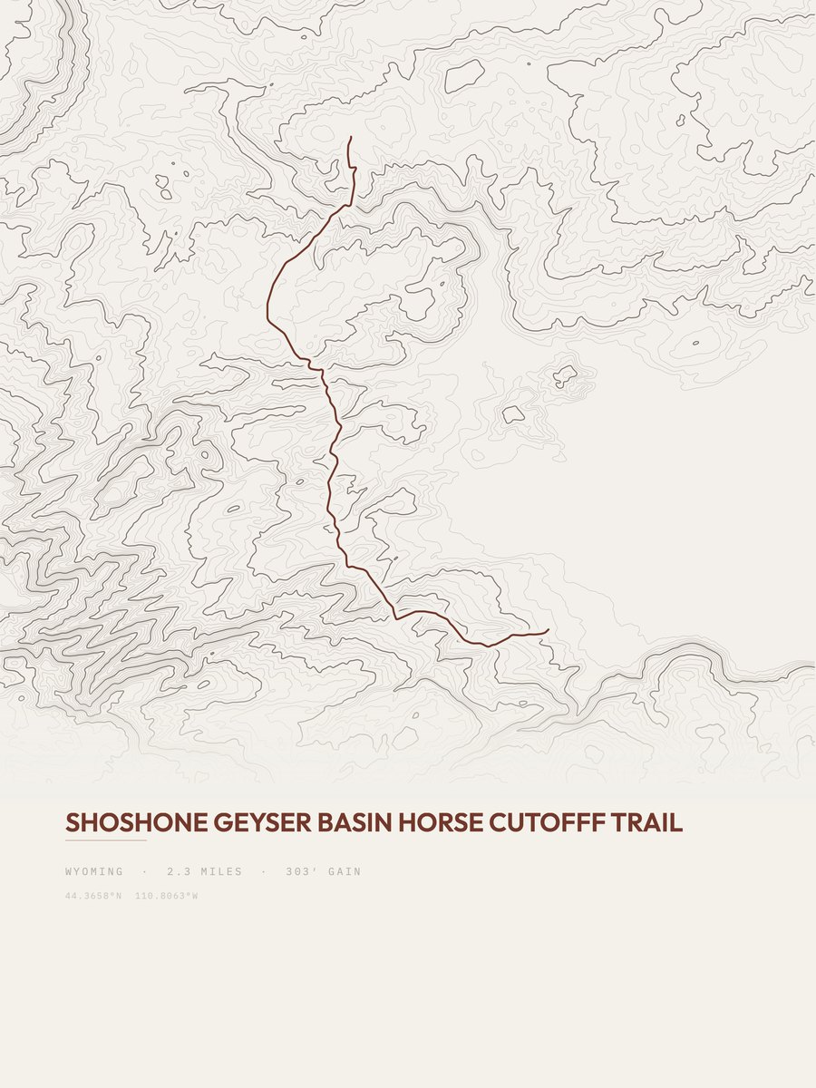 Shoshone Geyser Basin Horse Cutofff Trail topographic trail print