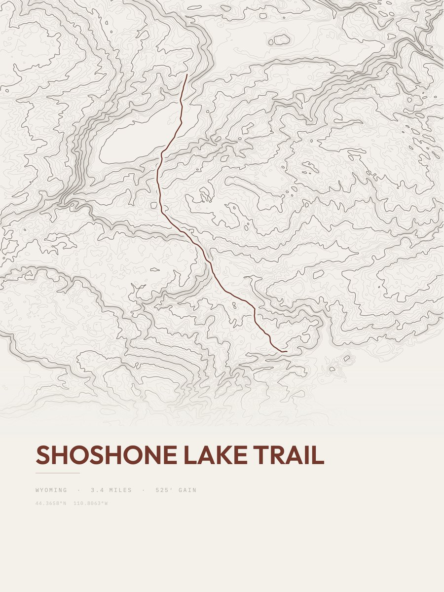 Shoshone Lake Trail topographic trail print