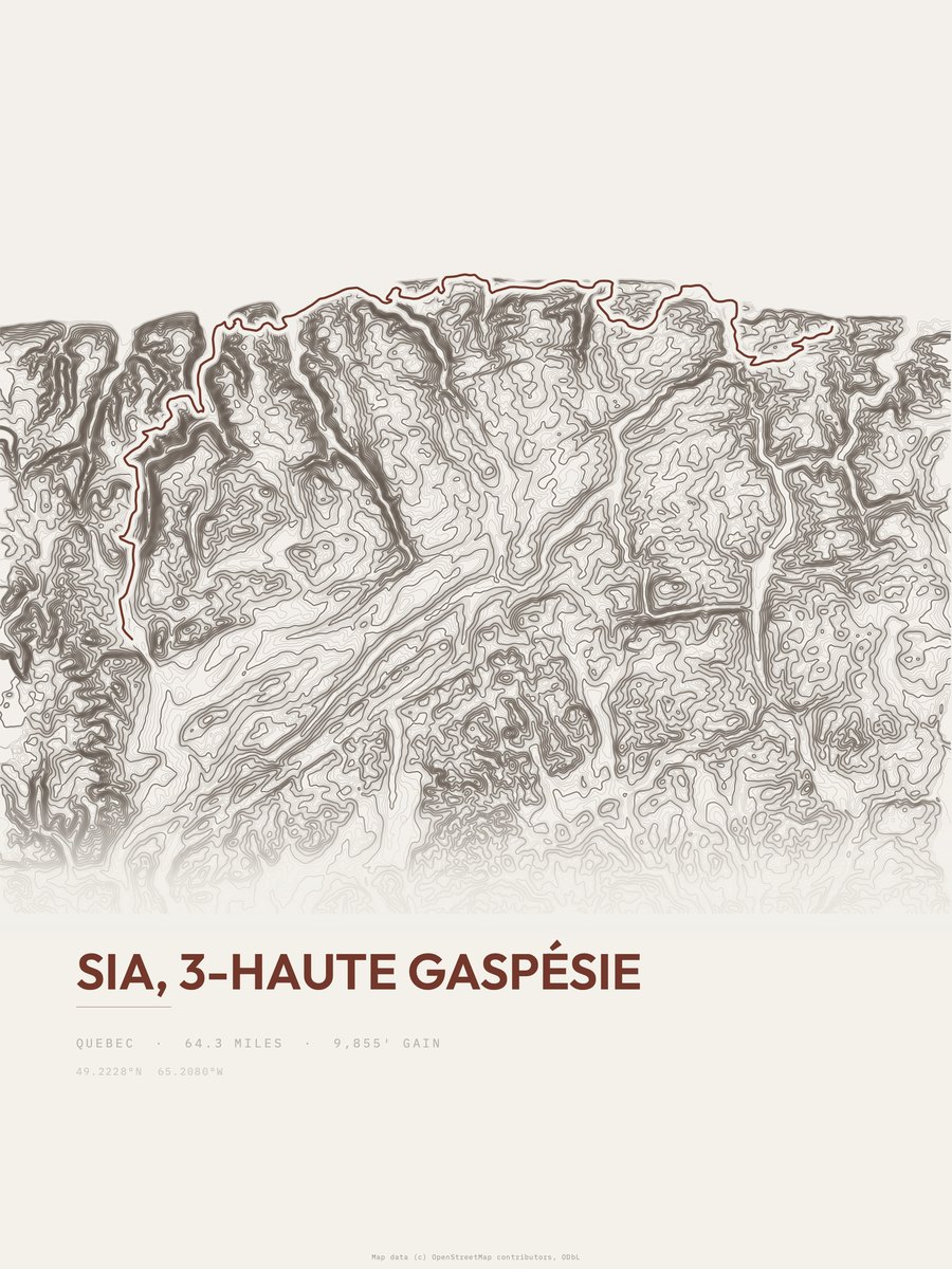 SIA, 3-Haute Gaspésie topographic trail print