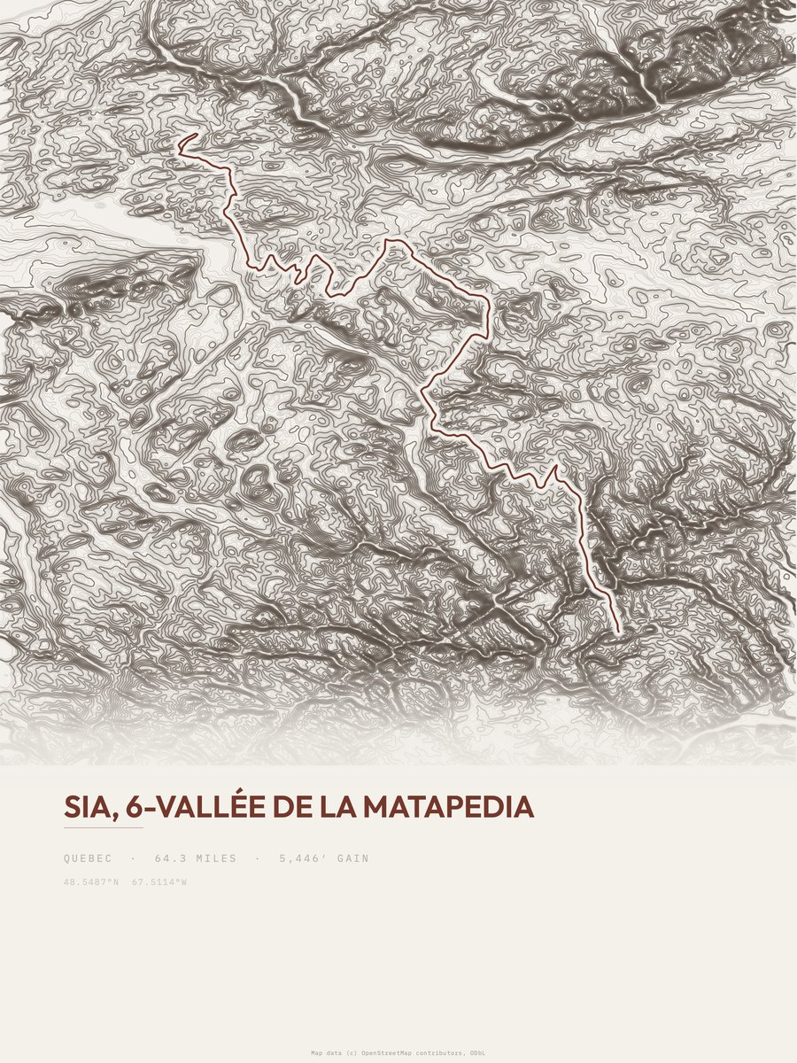 SIA, 6-Vallée de la Matapedia topographic trail print