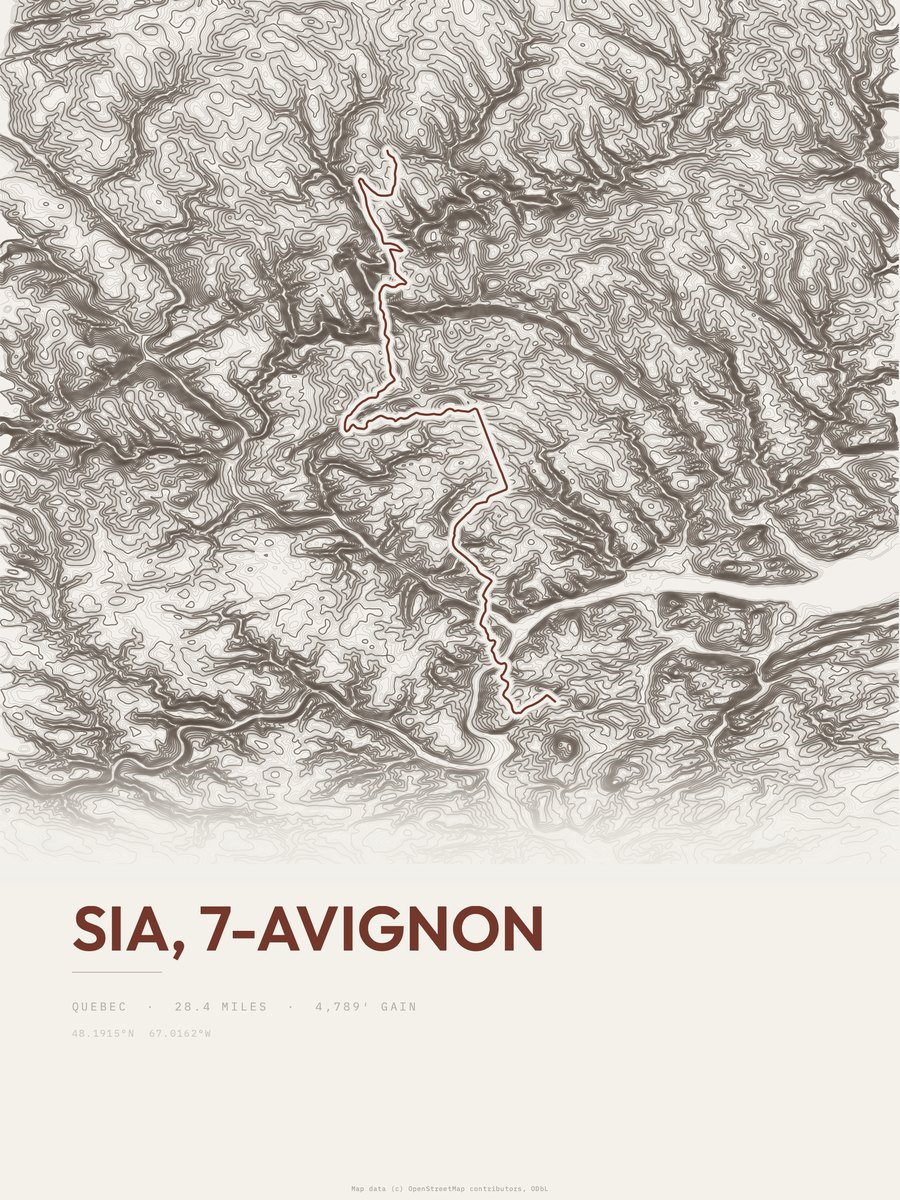 SIA, 7-Avignon topographic trail print