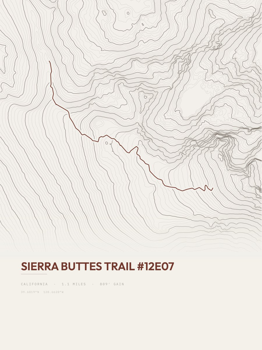Sierra Buttes Trail topographic trail print