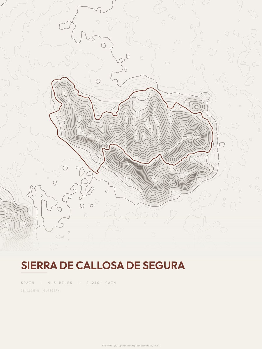 Sierra de Callosa de Segura Topographic print