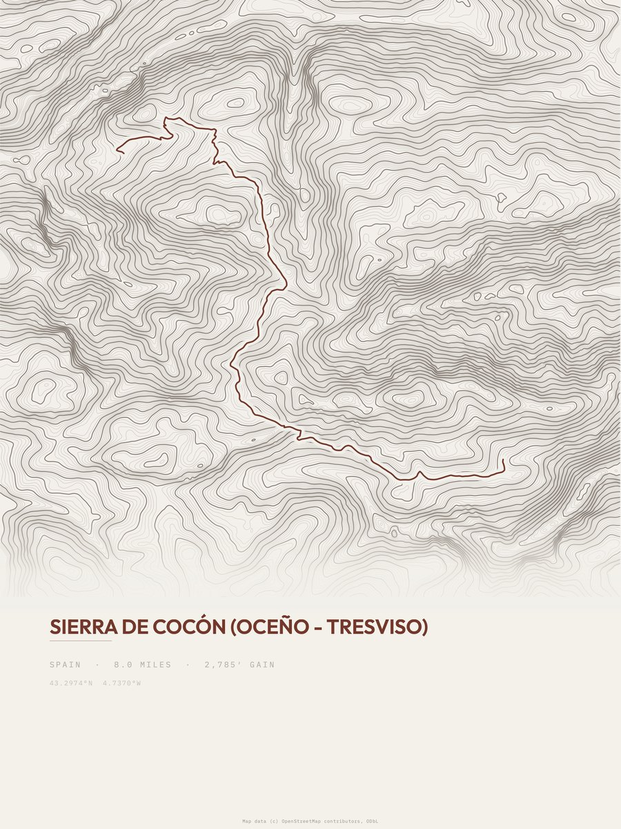 Sierra de Cocón topographic trail print