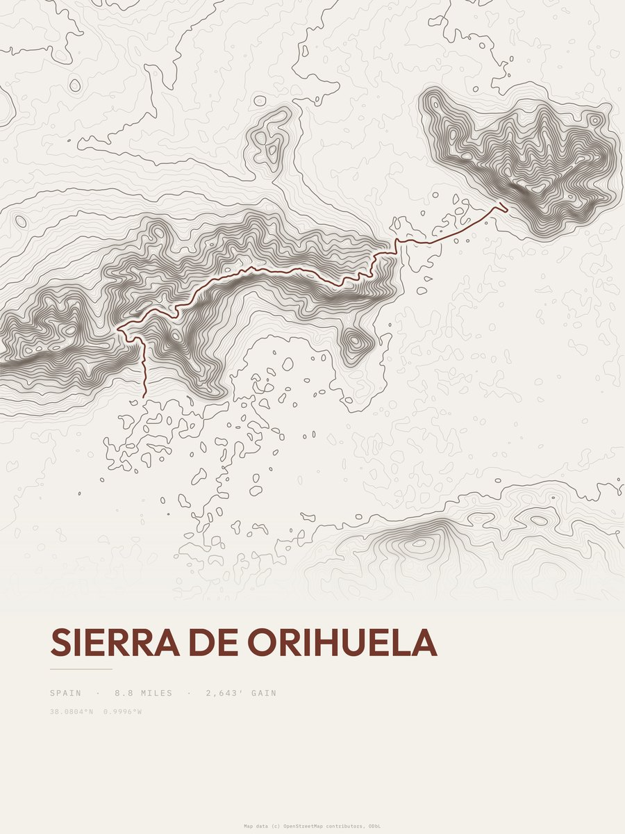 Sierra de Orihuela Topographic print
