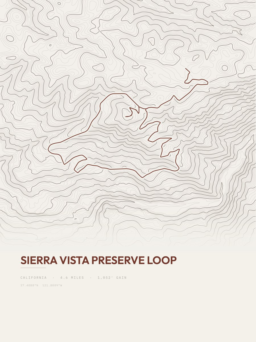 Sierra Vista Preserve Loop topographic trail print