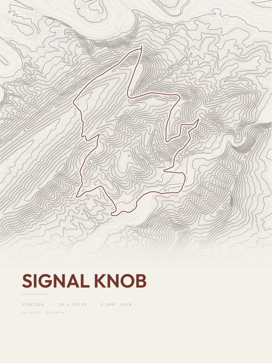 Signal Knob topographic trail print
