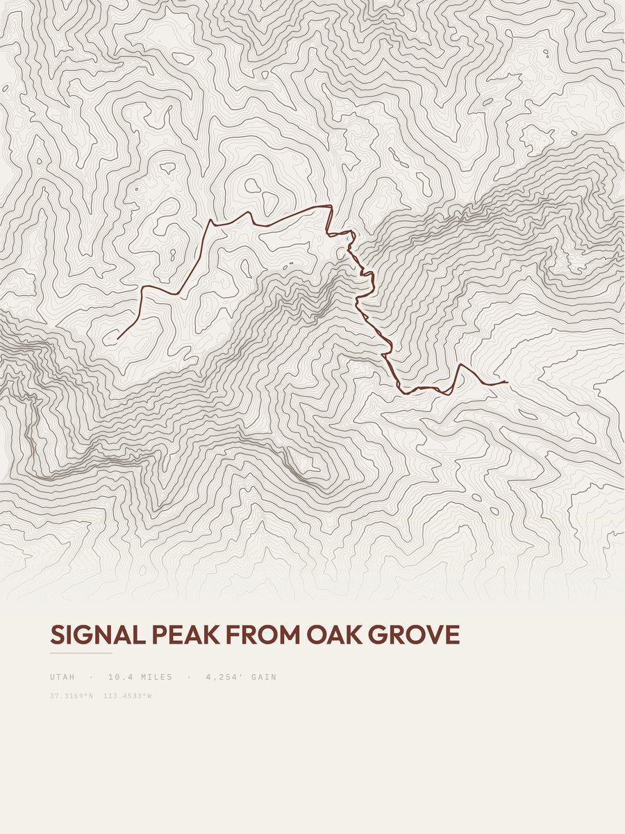 Signal Peak topographic trail print