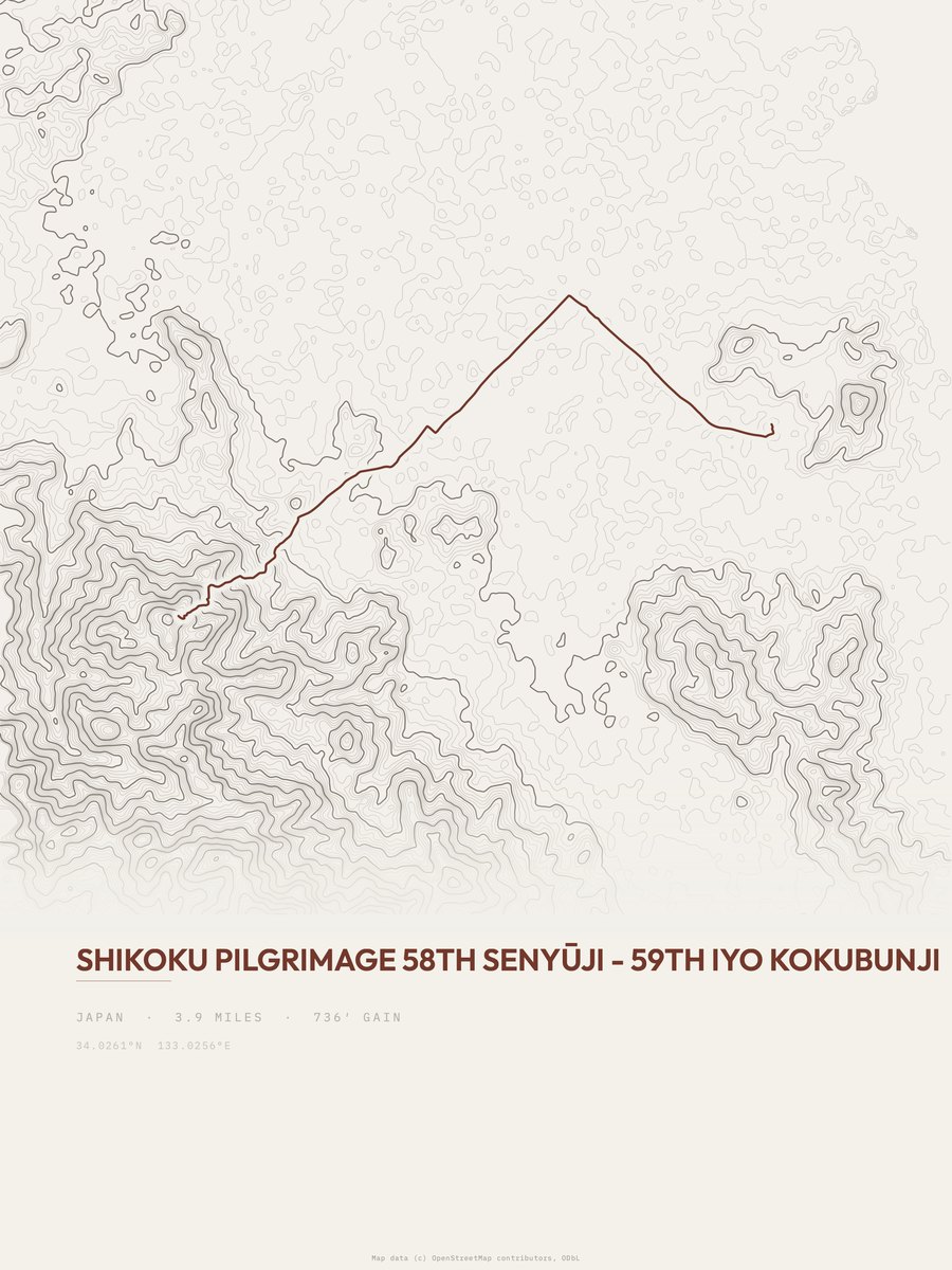 Shikoku Pilgrimage Topographic print