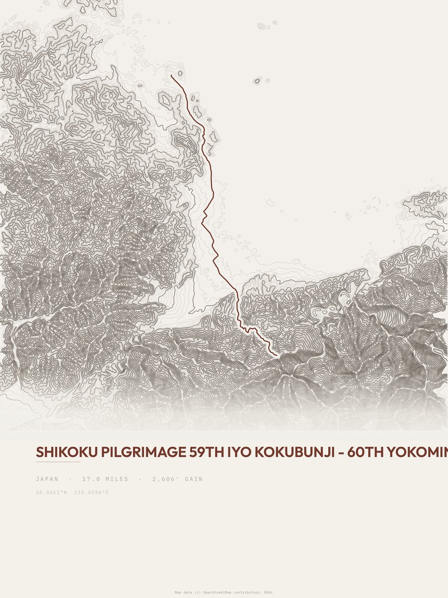 Shikoku Pilgrimage Topographic print