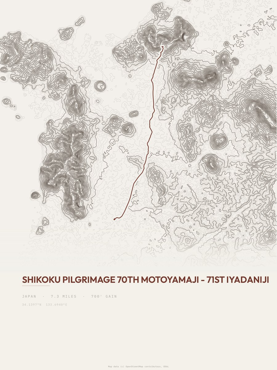 Shikoku Pilgrimage Topographic print