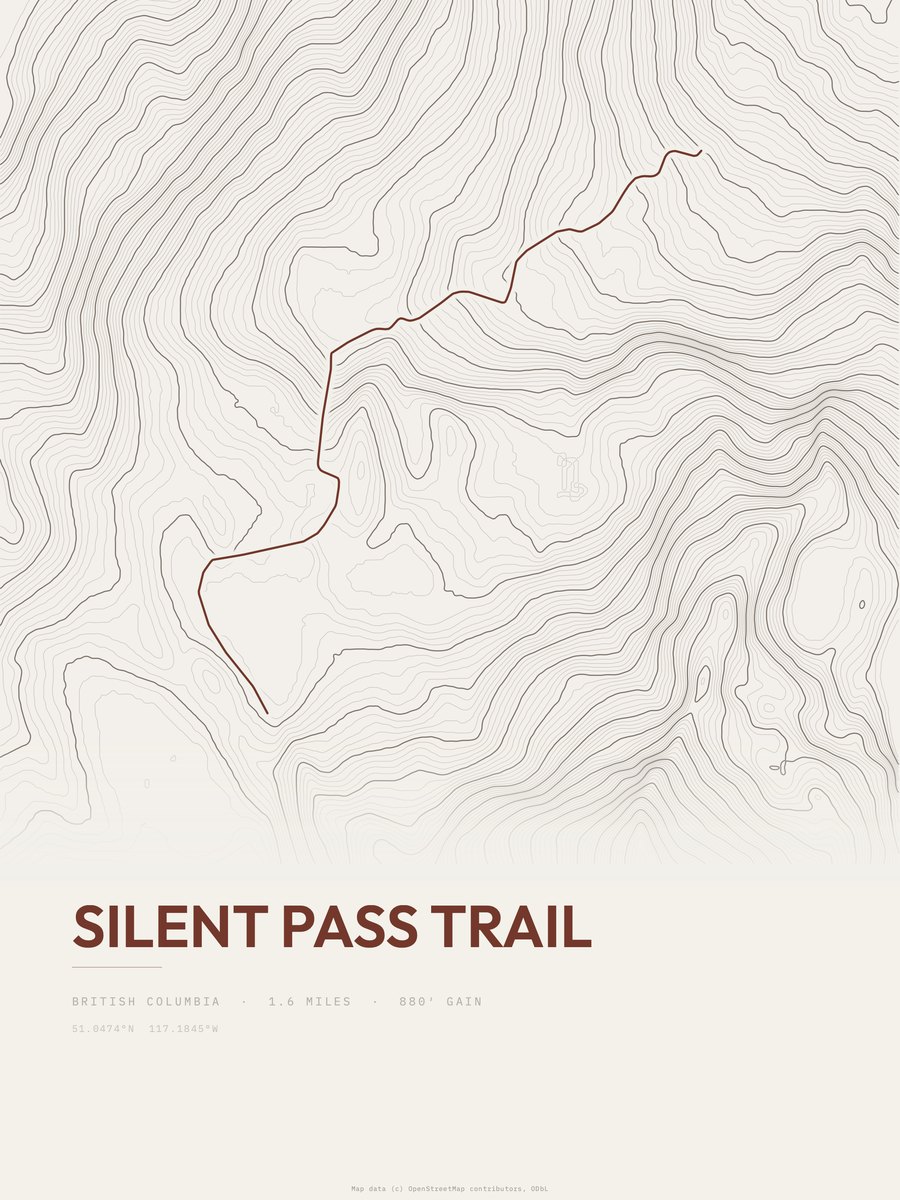 Silent Pass Trail Topographic print