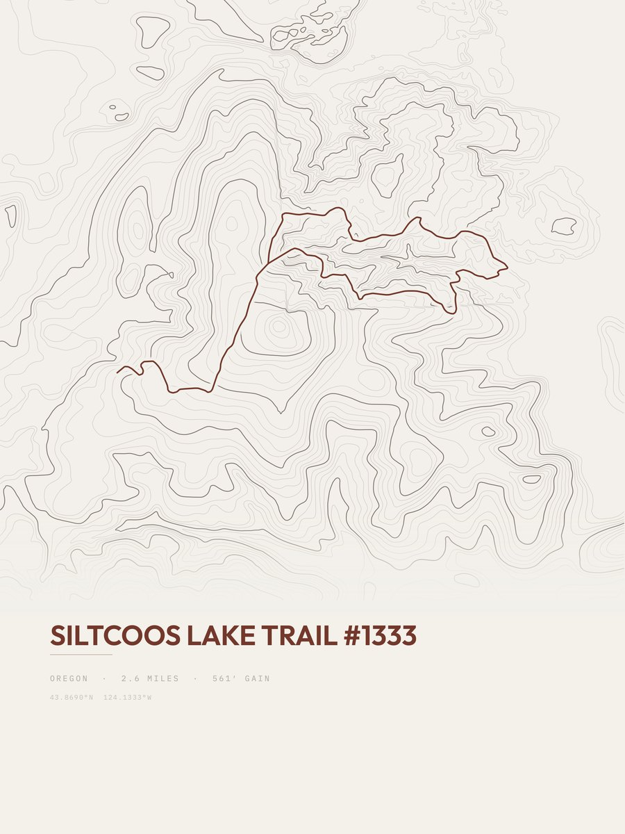 Siltcoos Lake Trail Topographic print