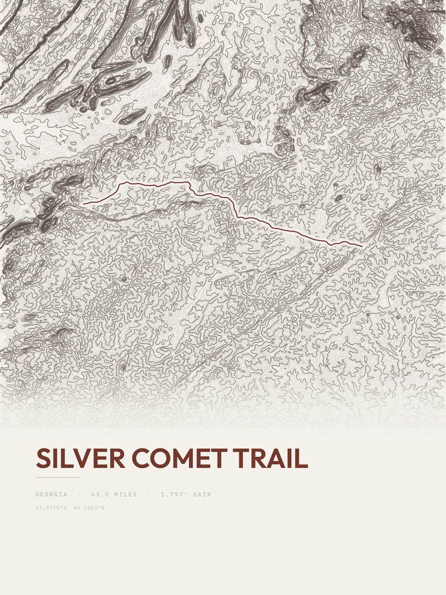 Silver Comet Trail topographic trail print