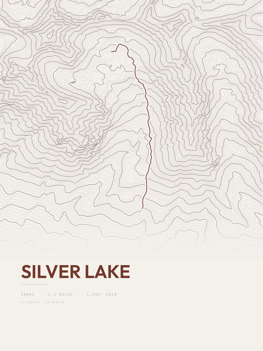 Silver Lake topographic trail print