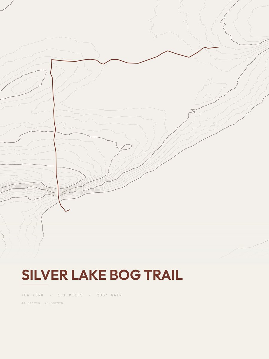 Silver Lake Bog Trail topographic trail print