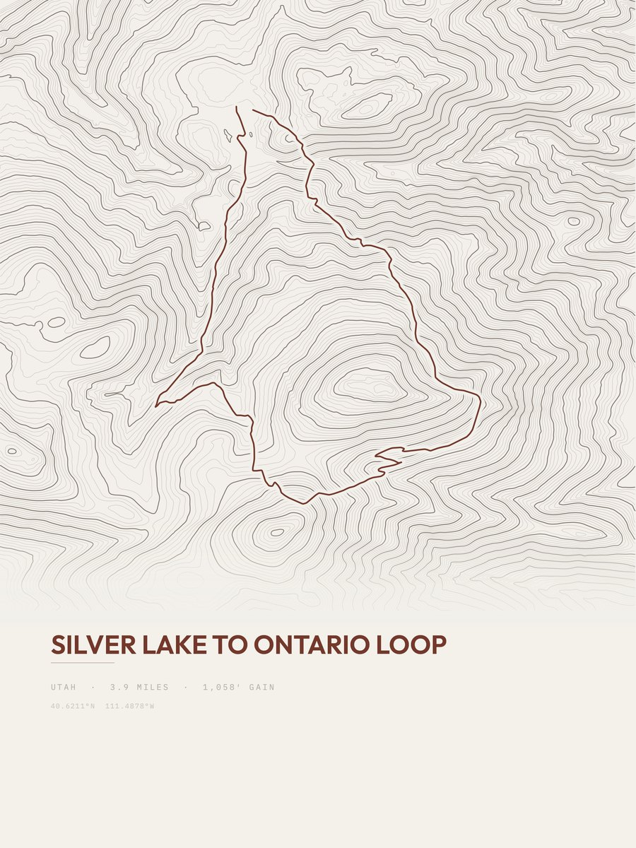 Silver Lake to Ontario Loop topographic trail print