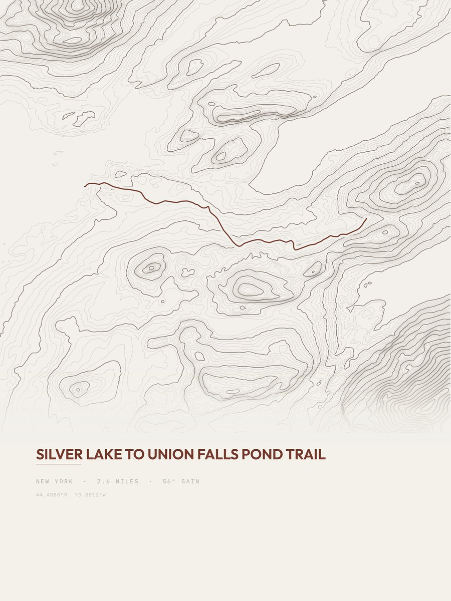 Union Falls Pond Trail topographic trail print