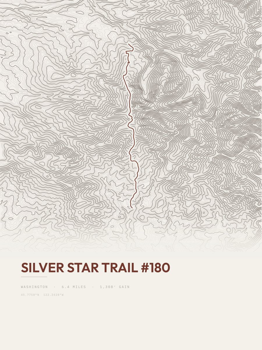 Silver Star Trail topographic trail print