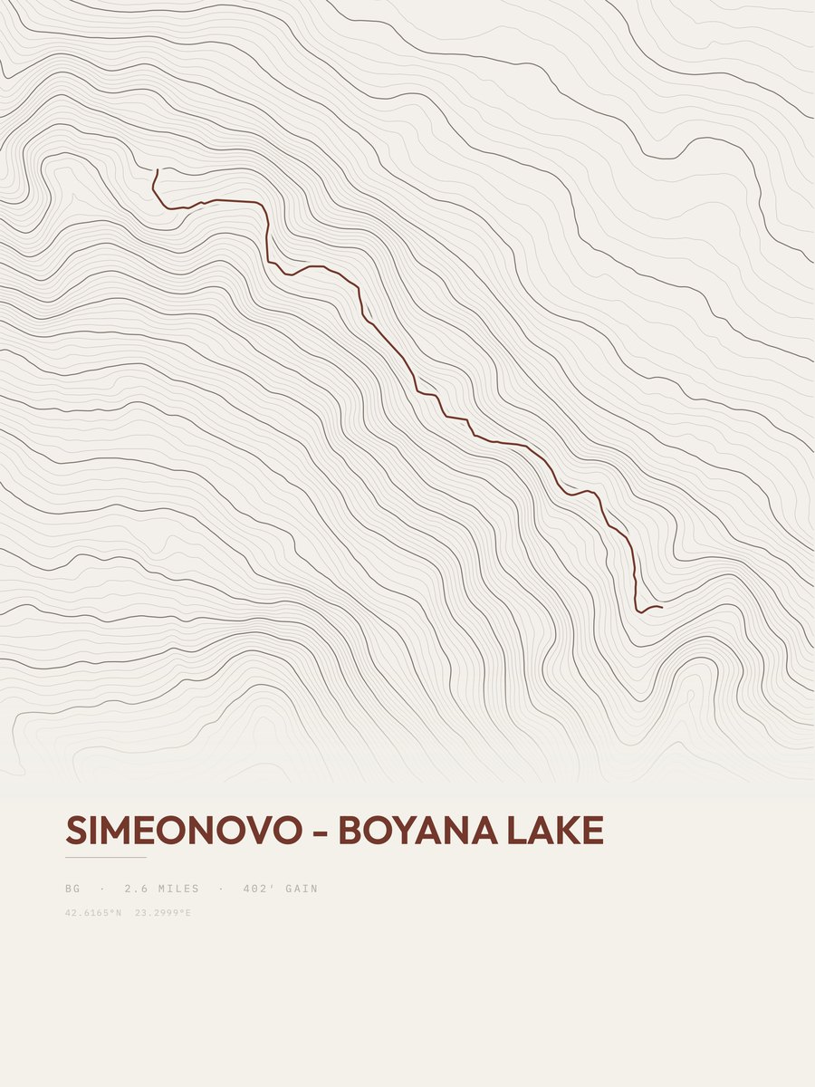 Simeonovo - Boyana Lake topographic trail print