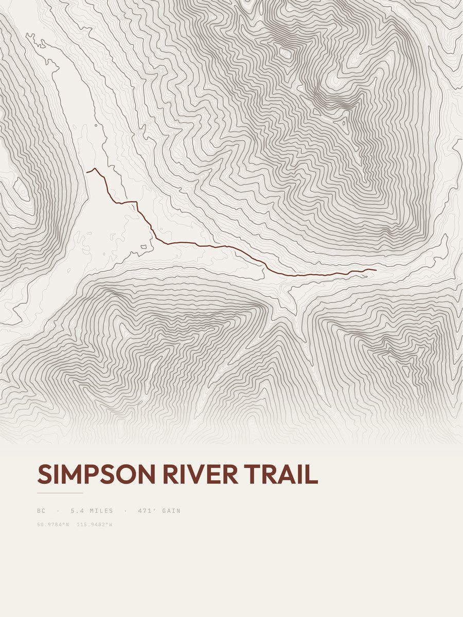Simpson River Trail topographic trail print