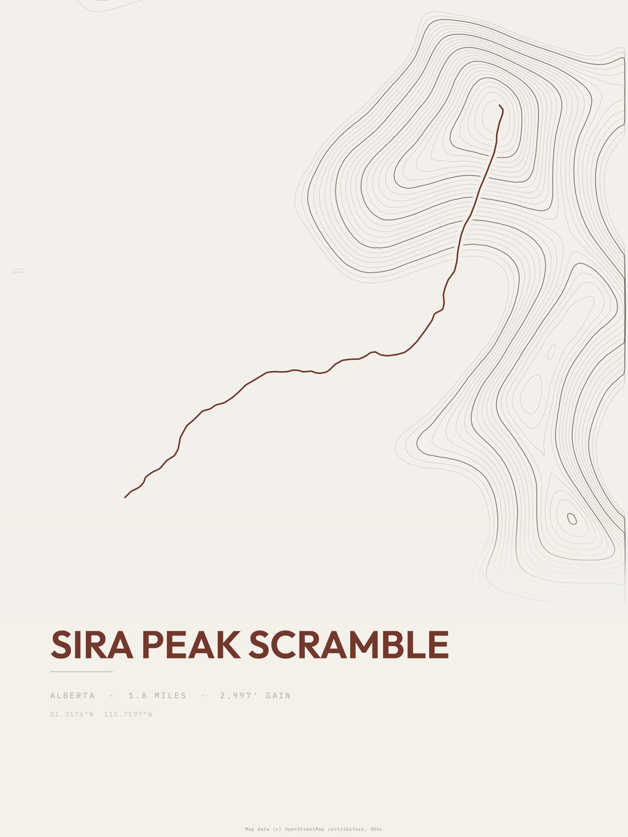 Sira Peak Scramble Topographic print